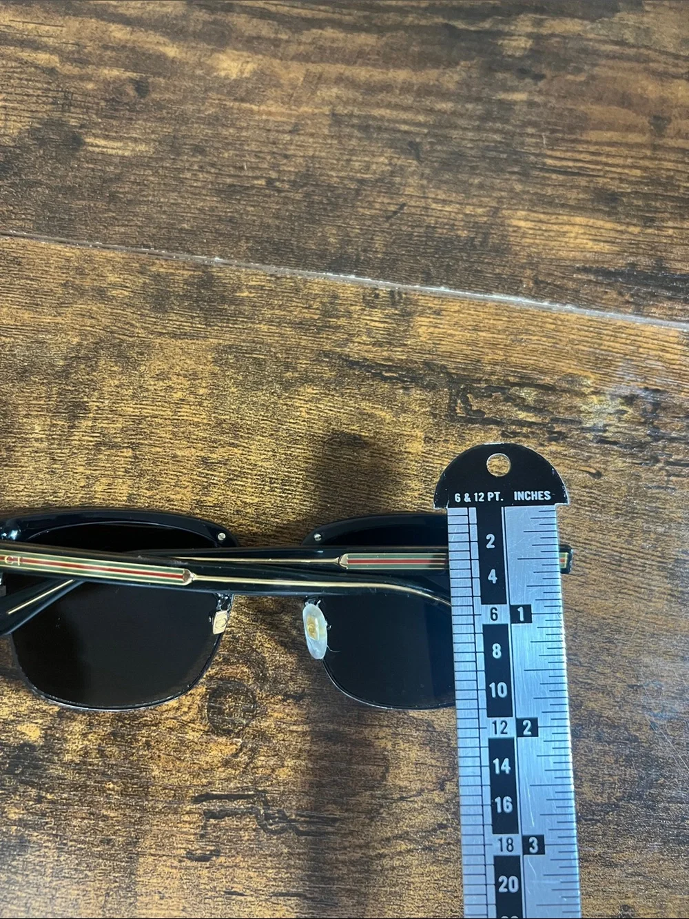 Gucci Black Sunglasses with Gold and Green Accents